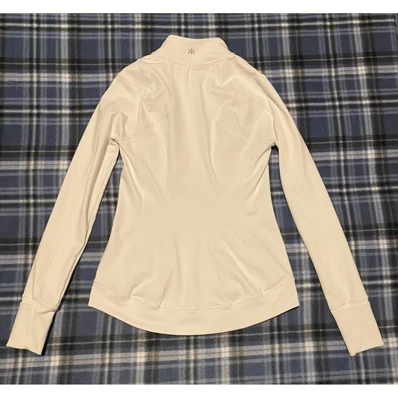Kyodan Womens White Full Zip Athletic Jacket Thumbholes Mock Neck Yoga Gym Small - Picture 5 of 8